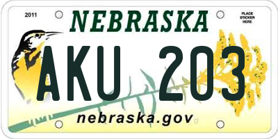 NE license plate AKU203