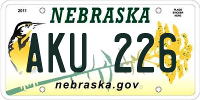 NE license plate AKU226