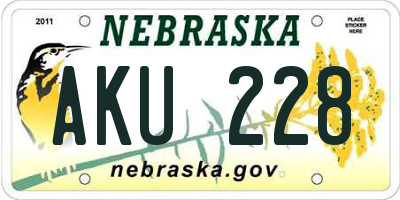 NE license plate AKU228