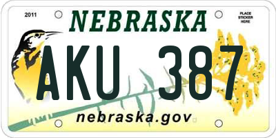 NE license plate AKU387