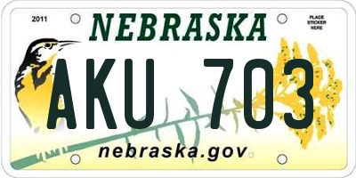 NE license plate AKU703