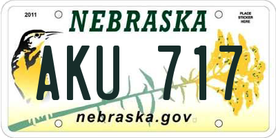 NE license plate AKU717