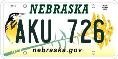 NE license plate AKU726