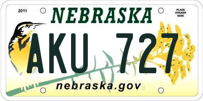 NE license plate AKU727