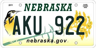 NE license plate AKU922