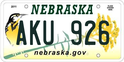 NE license plate AKU926