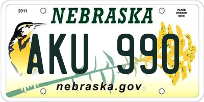 NE license plate AKU990