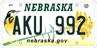 NE license plate AKU992