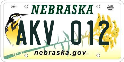 NE license plate AKV012