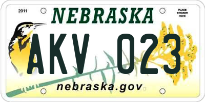 NE license plate AKV023