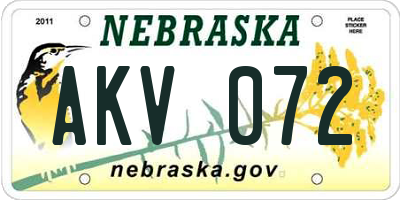 NE license plate AKV072