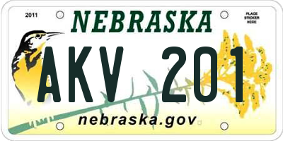 NE license plate AKV201