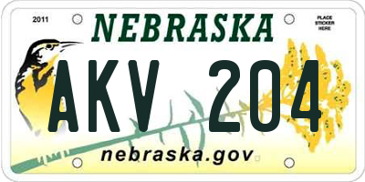 NE license plate AKV204
