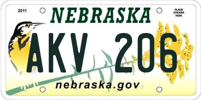 NE license plate AKV206