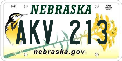NE license plate AKV213