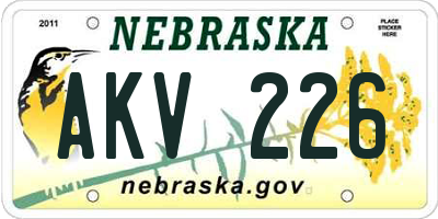 NE license plate AKV226
