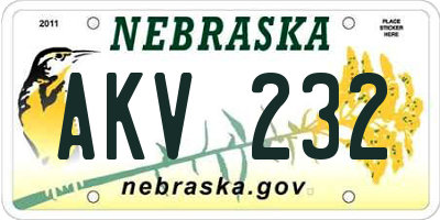 NE license plate AKV232