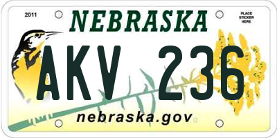 NE license plate AKV236