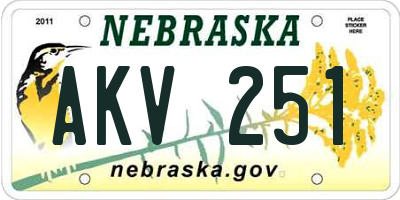 NE license plate AKV251