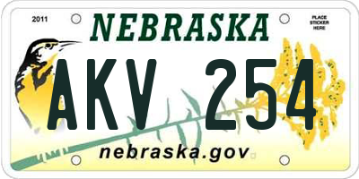 NE license plate AKV254