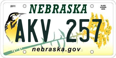 NE license plate AKV257