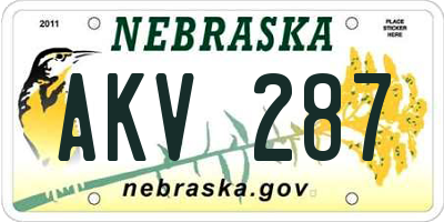 NE license plate AKV287