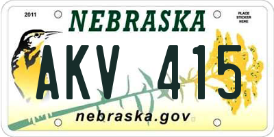 NE license plate AKV415