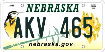 NE license plate AKV465