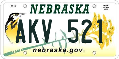 NE license plate AKV521