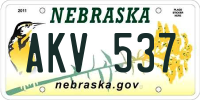 NE license plate AKV537