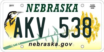 NE license plate AKV538