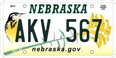 NE license plate AKV567