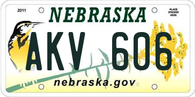NE license plate AKV606