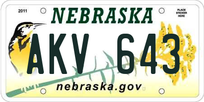 NE license plate AKV643