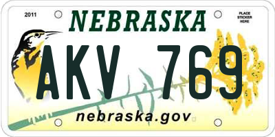 NE license plate AKV769