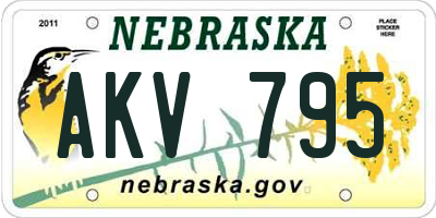 NE license plate AKV795