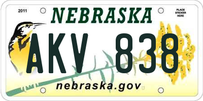 NE license plate AKV838