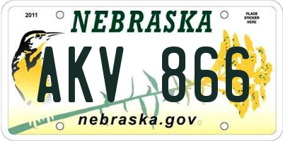 NE license plate AKV866