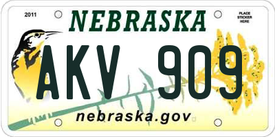 NE license plate AKV909