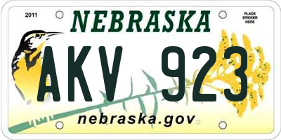 NE license plate AKV923