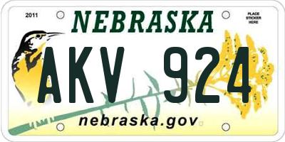 NE license plate AKV924