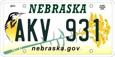 NE license plate AKV931