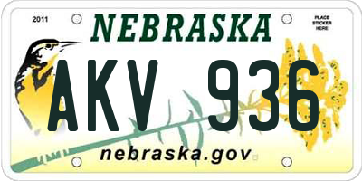 NE license plate AKV936