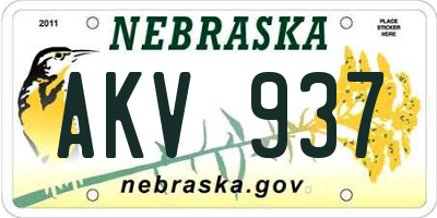 NE license plate AKV937
