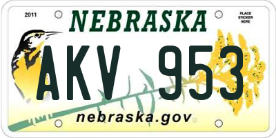 NE license plate AKV953