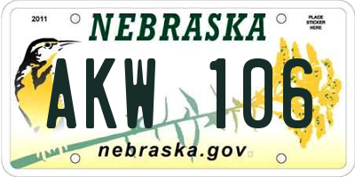 NE license plate AKW106