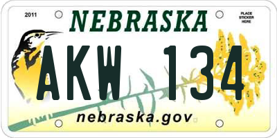 NE license plate AKW134