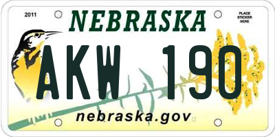 NE license plate AKW190