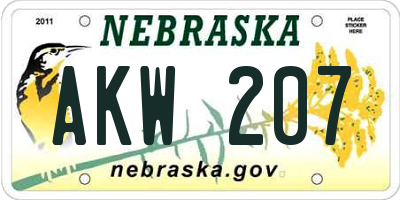 NE license plate AKW207