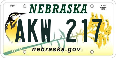 NE license plate AKW217